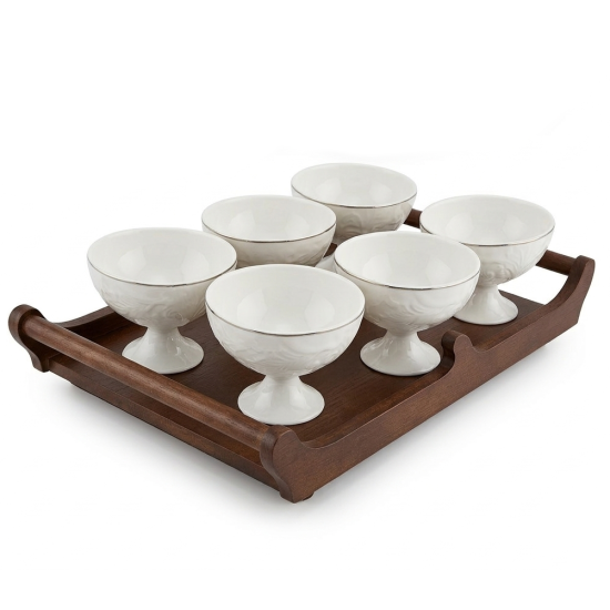Bowl Set 6 Pcs With Wooden Tray